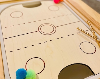 Sensory Bin Air Hockey Insert, Wooden Game Activity for Kids