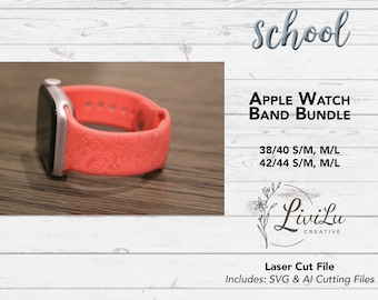 School Subjects Watch Band Design SVG & AI Bundle, Silicone Band, Laser Engrave, Teacher Watch Band for Glowforge