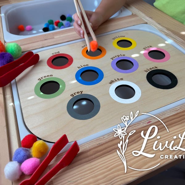 Color Sorting Wooden Insert - IKEA FLISAT Sensory Bin
