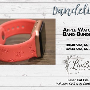 Dandelion Dragonfly Watch Band Design SVG AI Bundle for Laser Engrave (Digital Download)