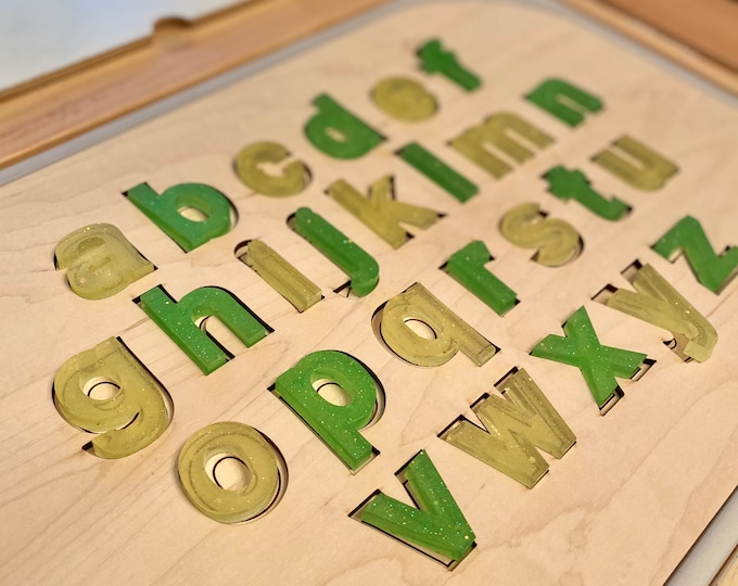 FLISAT Lowercase Alphabet - Insert Only - Wooden Insert - IKEA - Sensory Bin Insert - Large Insert for kids