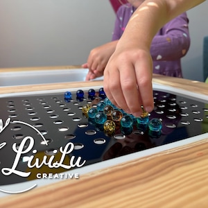 Sensorisch inzetstuk voor IKEA FLISAT tafel, acryl marmer speelmodel