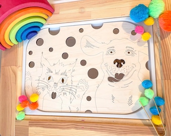 FLISAT Pet Dog and Cat Sorter Inserts - Insert Only - Wooden Insert - IKEA - Sensory Bin Insert - Large Insert for kids - Trofast