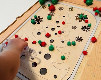 FLISAT Christmas Inserts - Insert Only - Wooden Insert - IKEA - Sensory Bin Insert - Large Insert for kids