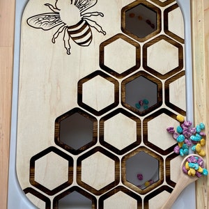 FLISAT Honey Bee Sorting Inserts - Insert Only - Wooden Insert - IKEA - Sensory Bin Insert - Large Insert for kids