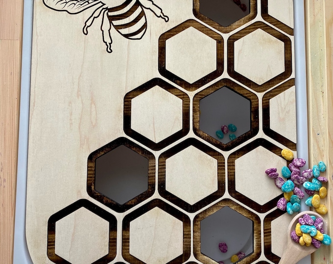 FLISAT Honey Bee Sorting Inserts - Insert Only - Wooden Insert - IKEA - Sensory Bin Insert - Large Insert for kids