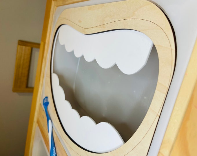 FLISAT Teeth/Mouth - Insert Only - Wooden/Acrylic Insert - IKEA - Sensory Bin Insert - Large Insert for kids