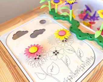 FLISAT Spring Day Flower Holder & Sorter Inserts - Insert Only - Wooden Insert - IKEA - Sensory Bin Insert - Large Insert for kids - Trofast