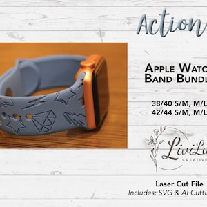 Action Watch Band Design SVG & AI Bundle, Silicone Band, Laser Engrave, Mens Watch Band for Glowforge
