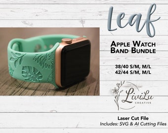Leaves Watch Band Design SVG & AI Bundle, Silicone Band, Laser Engrave, Leaf Watch Band for Glowforge