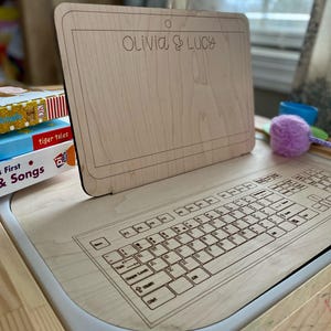FLISAT Laptop Insert: Wooden Sensory Bin Play for Kids
