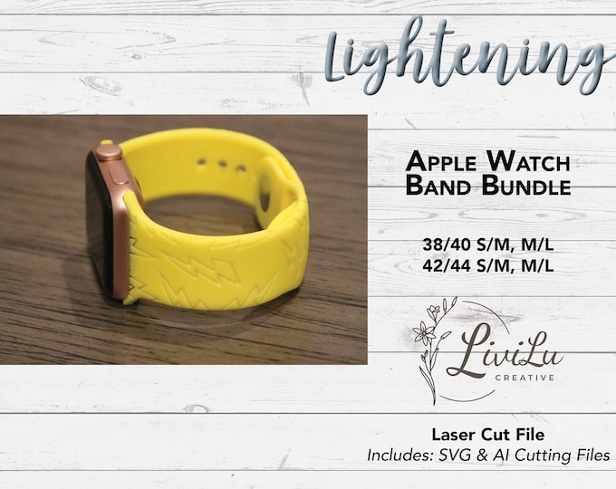 Lightening Watch Band Design SVG & AI Bundle, Silicone Band, Laser Engrave, Nature Watch Band for Glowforge