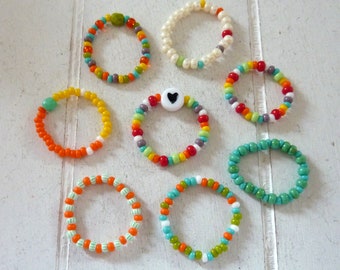 Ring Rocailles color to choose from glass beads elastic