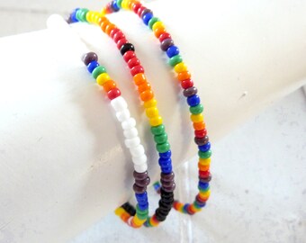 Bracelets Rocailles Colorful Rainbow - Single or set of 3 to choose from Glass Beads Seed Beads elastic