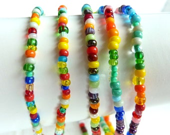 Bracelets glass beads - Individual set of 5 to choose from - Colorful - Rocailles Seed Beads - elastic