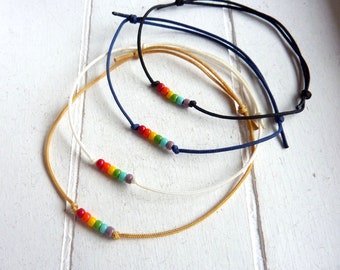 Bracelet seed beads rainbow with card to choose nylon cord color to choose Bracelet friendship nylon cord