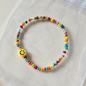 Bracelet Smiley Rocailles Colorful - Smiley Surprise Stack Bracelet Friendship Bracelet elastic