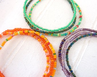 Rocailles bracelets - set of 3 - color to choose from - glass seed beads - elastic