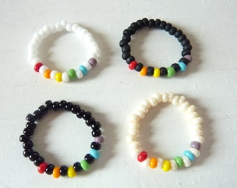 Ring Rocailles Rainbow color to choose Glass beads Elastic