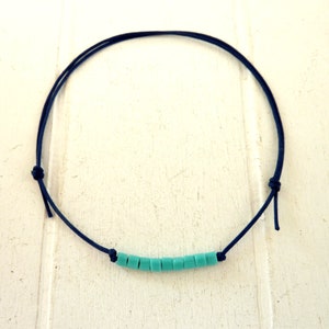 Anklet Turquoise Nylon Cord Dark Blue Adjustable Ribbon color and card to choose from image 1