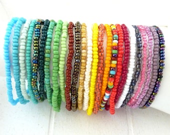 Bracelet rocailles desired color - glass beads rocailles 8/0 - bracelet set single 3-piece stack bracelet elastic