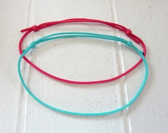Bracelet Nylon strap Pink Turquoise Desired color Favorite color - color & card to choose from Nylon cord Sliding knot