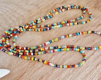 Endloskette  Bunt - Länge zur Auswahl  80/90/100 /110/150 cm - Glasperlen  Rocailles