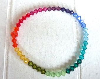 Bracelet glass beads crystal rainbow