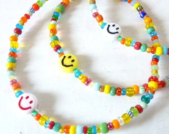 Bracelet Smiley Rocailles Colorful - Smiley / Peace to choose from Stack Bracelet Friendship bracelet elastic