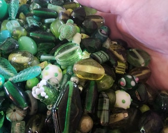 GREEN Bead Grab Bag with Premium Beads ONLY! 4mm-20mm