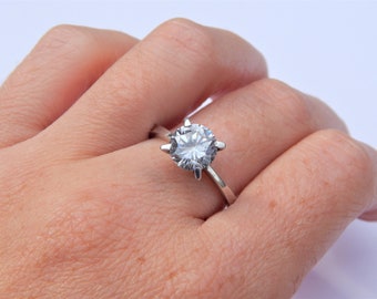 Anillo de plata esterlina 925, anillo de zirconia cúbica, anillo de plata esterlina, anillo de declaración