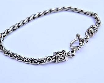 925 sterling silver bracelet, braided rope bracelet, silver bracelet