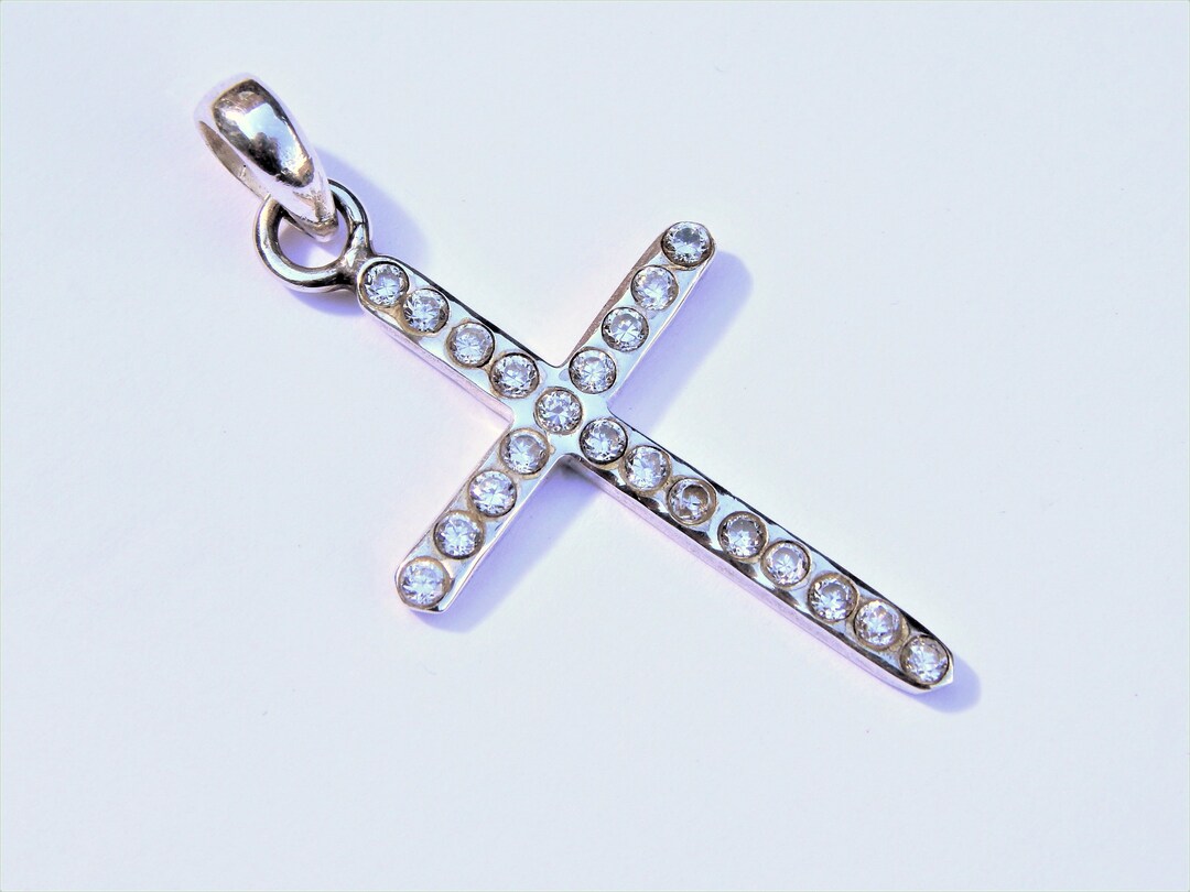 925 Sterling Silver Cross Pendant, Cubic Zirconia Silver Cross, Small ...