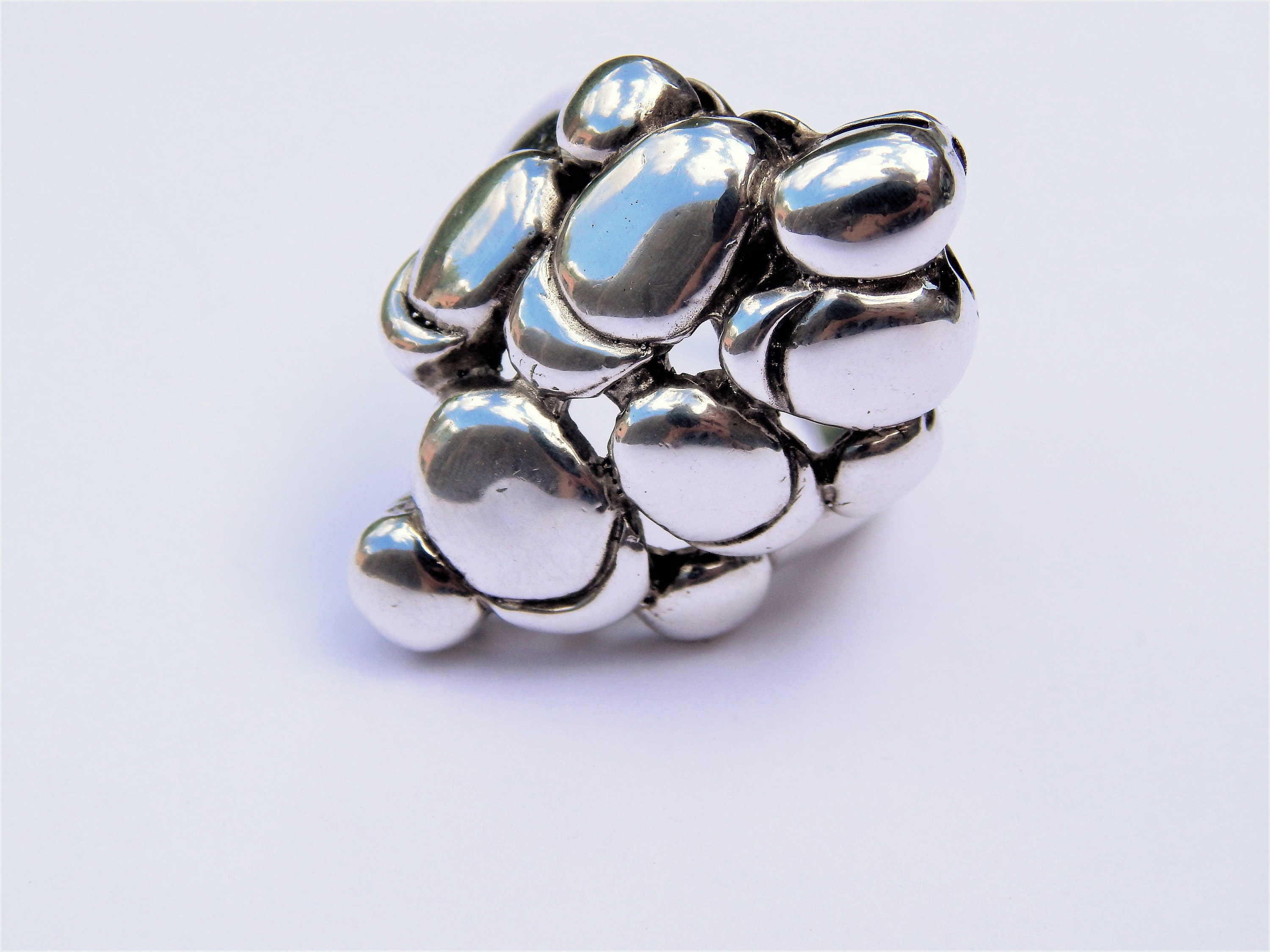 Large 925 Sterling Silver Ring, Multi Pebble Ring, Silver Ring ...