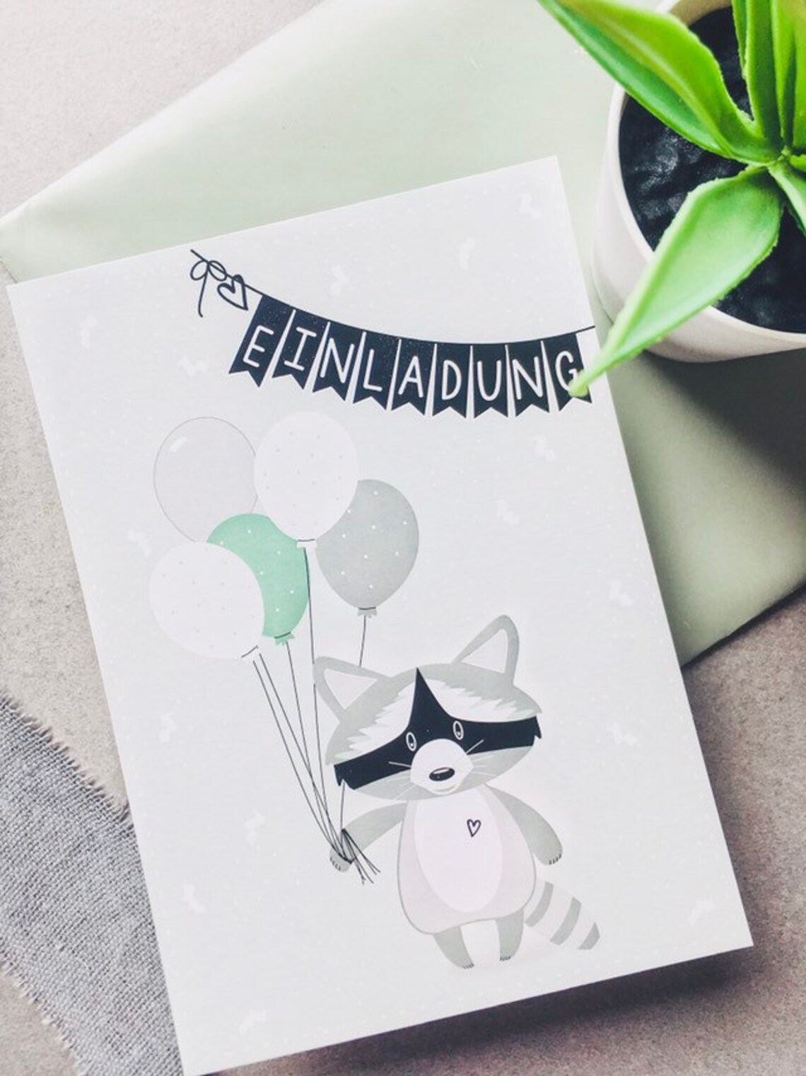 Babyparty Karten Set Waschbär Etsy