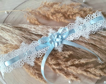 Bridal garter romantic, bridal jewelry accessories, gift for bride, something blue, wedding custom