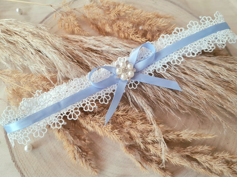 Braut Strumpfband romantisch, Braut Schmuck Accessoires, Geschenk für Braut, etwas Blaues, Hochzeitsbrauch Bild 1