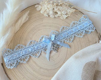Koronkowa podwiązka ślubna Magic 3 Something Blue, biżuteria ślubna, dodatki ślubne, bielizna ślubna