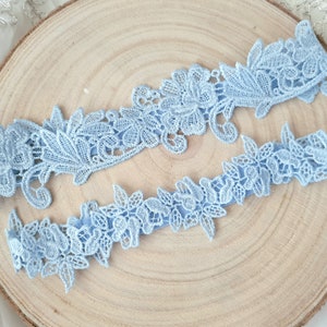 Bridal garter light blue set of 2, bridal jewelry accessories, something blue, gift for bride image 1