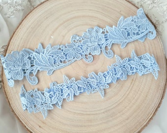 Liga nupcial azul claro conjunto de 2, accesorios de joyería nupcial, algo azul, regalo para la novia