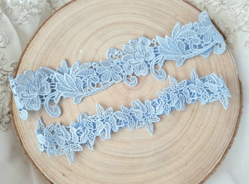 Bridal garter light blue set of 2, bridal jewelry accessories, something blue, gift for bride image 1