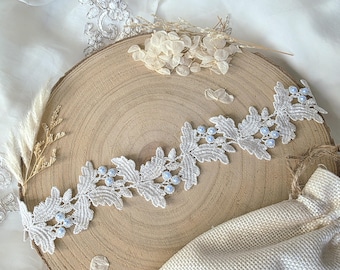 Liga nupcial con hojas, algo azul, joyería nupcial, accesorios nupciales, lencería nupcial