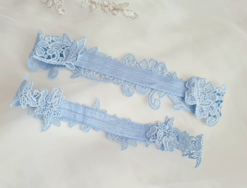 Bridal garter light blue set of 2, bridal jewelry accessories, something blue, gift for bride image 3