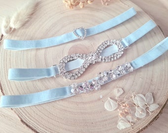 Bridal garter blue with rhinestones