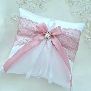 Ring pillow romantic with heart dirty pink