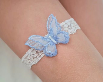 Braut Strumpfband blauer Schmetterling, Brautschmuck,