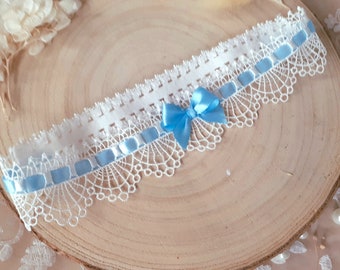 Braut Strumpfband Lolita, Brautstrumpfband, Brautschmuck Accessoires Spitze, etwas blaues, Geschenk Braut, Brautdessous