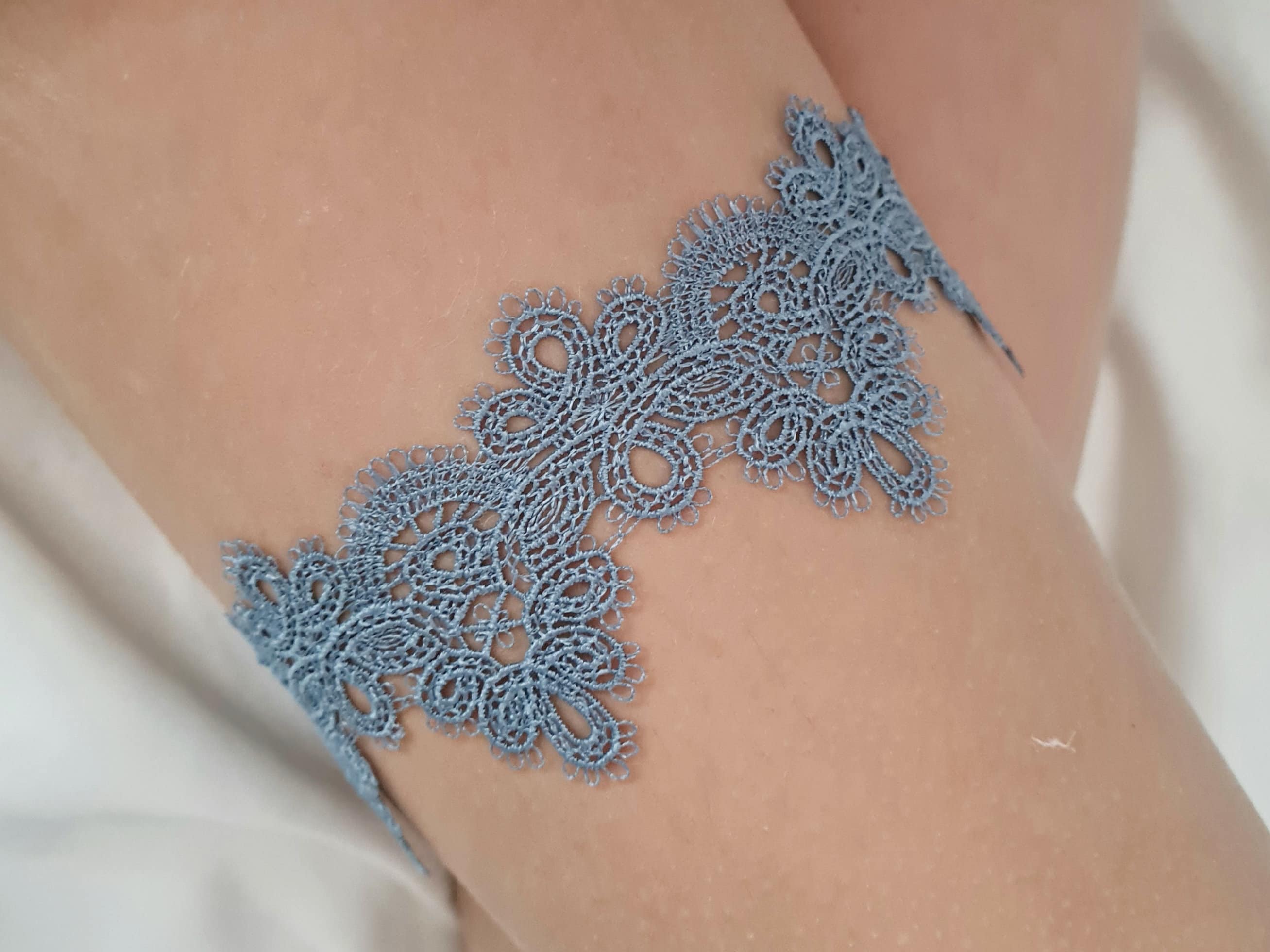 Boho Spitze Strumpfband - Schwarz Oberschenkel Kette Mit Schleife