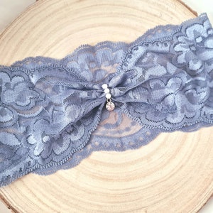 Garter lace ribbon lace Leila blue gray