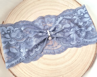 Garter lace ribbon lace Leila blue grey